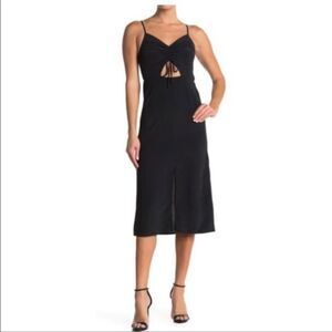TopShop Molly Front Cutout Rouched Midi Dress in Black size 8, Wedding Guest